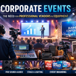 corporate events, corporate event management, corporate event equipment, corporate event vendors, LED screens for events, SMD screens for corporate events, professional sound systems for events, stage lighting for events, event branding services, corporate conference equipment, event management company, corporate event production, event staging services, live streaming corporate events, event technology solutions