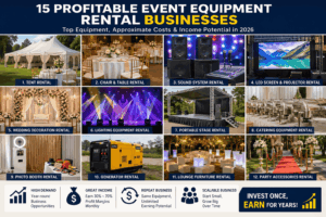 15 Profitable Event Equipment Rental Businesses Costs, Income & Most-Rented Equipment in 2026
