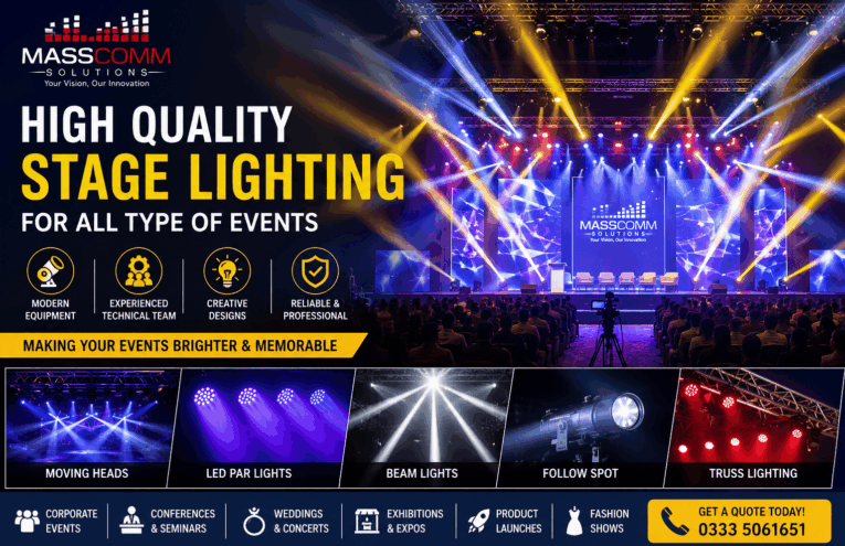 High Quality Stage Lighting Services in Islamabad by MassComm Solutions Pvt. Ltd.